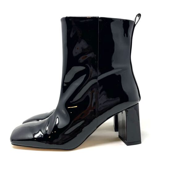 Good American Black Patent Leather Boots Size 8.5 Square Toe GA165P-X - Picture 7 of 9